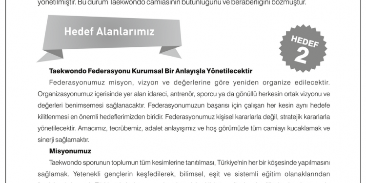 Taekwondo Federasyonu Kurumsal Bir Anlayışla Yönetilecektir