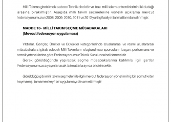 Milli Takım Sporcuları Herkes Tarafından Önceden Bilinen Kriterlere Göre Belirlenecektir