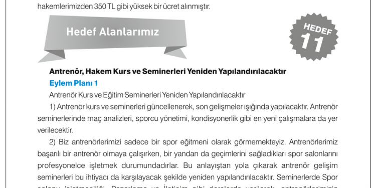 Antrenör, Hakem Kurs ve Seminerleri Yeniden Yapılandırılacaktır
